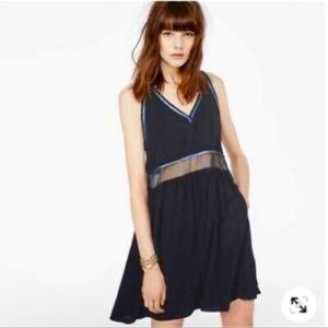 Maje Black Sleeveless Shift Dress with Sheer Panel